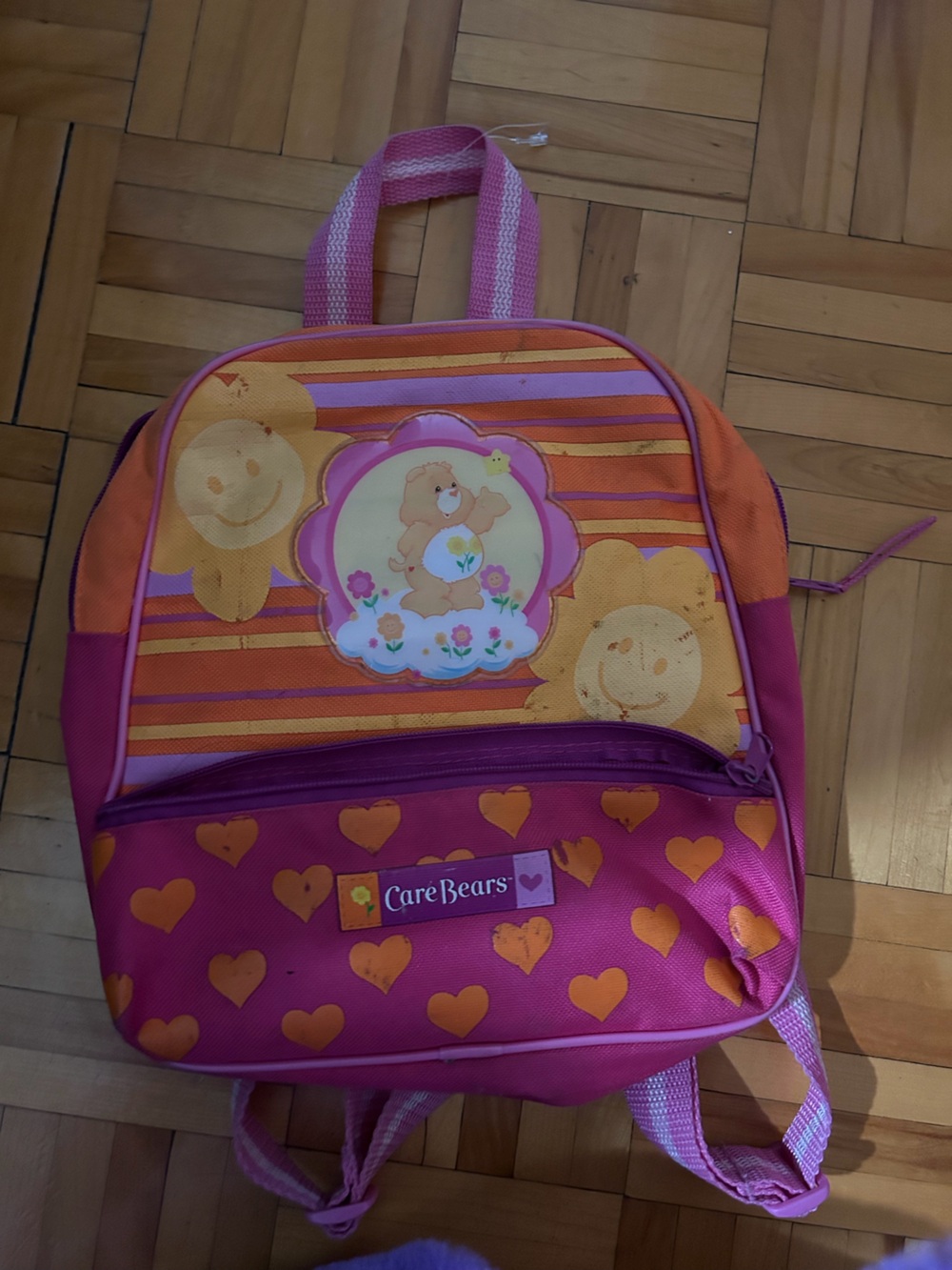 Care Bears Pink and Orange Kids Backpack with Heart Pattern